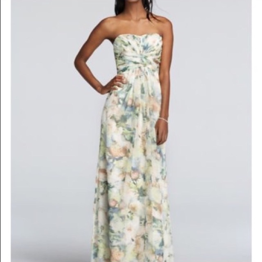 David's bridal strapless bridesmaid/ maxi dress